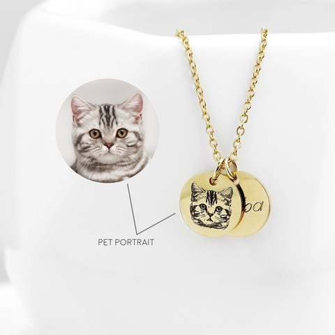 Animal de compagnie Portrait collier amoureux des animaux perte d'animal de compagnie cadeau pour les femmes chat collier chat amant cadeau fête des mères personnalisé chien grand-père ► Photo 1/6