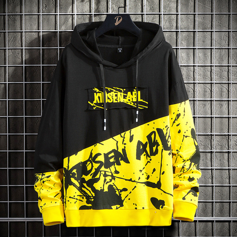 High Street-sweat-shirt Streetwear à capuche pour homme, style Hip-Hop, collection sweat à capuche imprimé, 2022, pour jeunes hommes, collection vestes à capuche Patchwork ► Photo 1/6