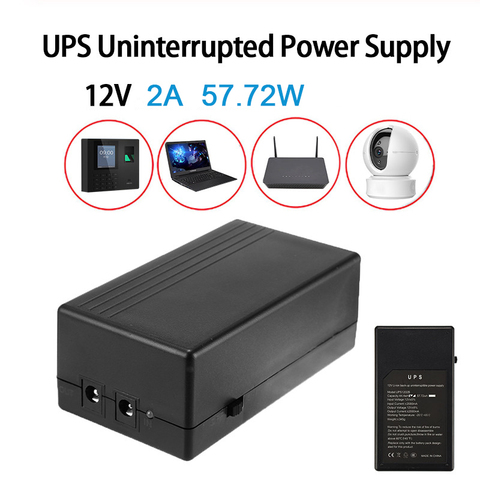 Alimentation de secours de sécurité 12V 2A 57.72W UPS Mini batterie d'alimentation de secours ininterrompue pour routeur de caméra ► Photo 1/6