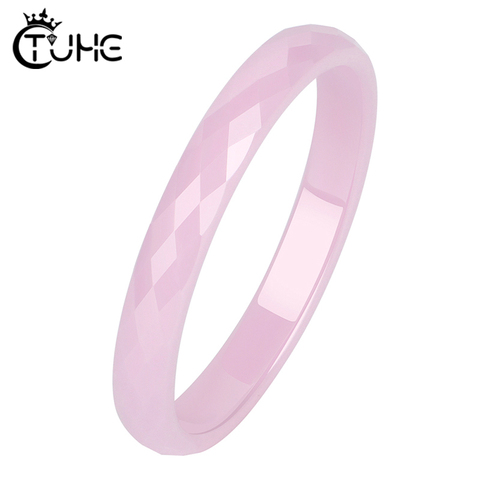 Bague de mariage moderne en céramique pour femmes, 3mm, rose clair, noir, blanc, bijoux, Surface coupée, anneaux sains ► Photo 1/6