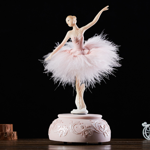 Boîte à musique ballerine pour filles | Carrousel dansant le lac des cygnes avec plumes, cadeau d'anniversaire pour mariage, cadeau d'anniversaire pour filles ► Photo 1/6