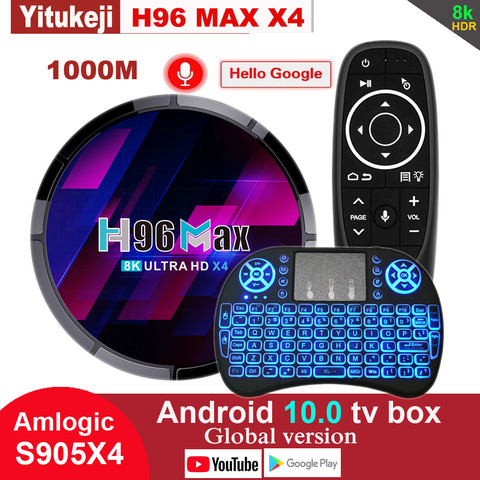 Prévente H96 MAX X4 Amlogic S905X4 TV Box Android 10 4GB 64GB 2.4G 5G Wifi6 BT4.0 AV1 USB3.0 1000M Youtube décodeur TVbox 2GB 16GB ► Photo 1/6