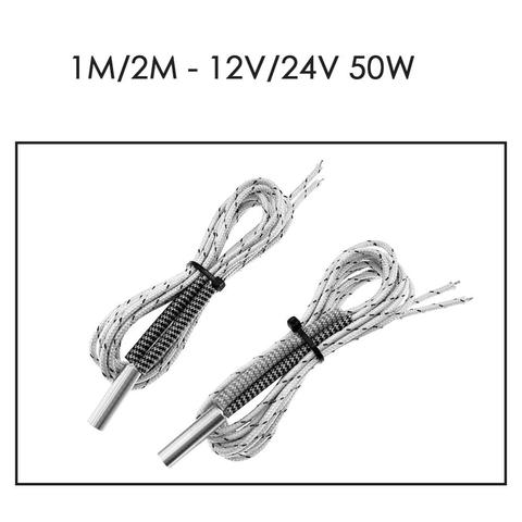 Tube chauffant en céramique pour HotEnd, pièces d'imprimante 3D, Reprap et Mendel, 6x20mm, 12V, 24V, 50W, 1M ou 2M ► Photo 1/3