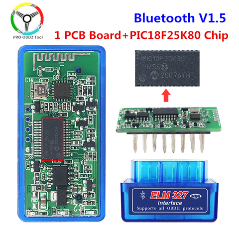 Nouveau Super MINI ELM327 V1.5 Bluetooth PIC18F25K80 puce fonctionne pour multi-voitures ELM 327 V 1 5 OBD2 CAN-BUS outil de Diagnostic ► Photo 1/6