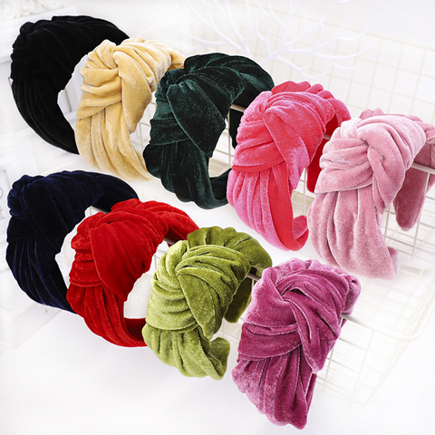 Bandeau à cheveux bohème en velours, avec nœud, accessoire pour cheveux, fait à la main ► Photo 1/6