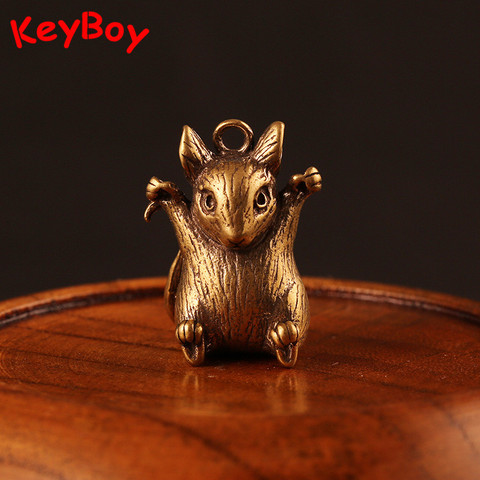 Rétro laiton zodiaque animaux Rat Statue porte-clés anneaux pendentifs métal cuivre cheval taureau serpent Dragon singe mouton voiture porte-clés ► Photo 1/6