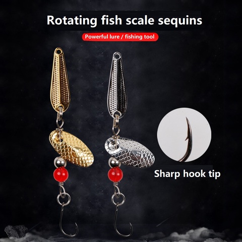 1 pièces Spinner cuillère métal appât poisson écaille Sequin leurre 2.4g Wobblers manivelle Jig Shone truite Pesca matériel de pêche accessoires ► Photo 1/6