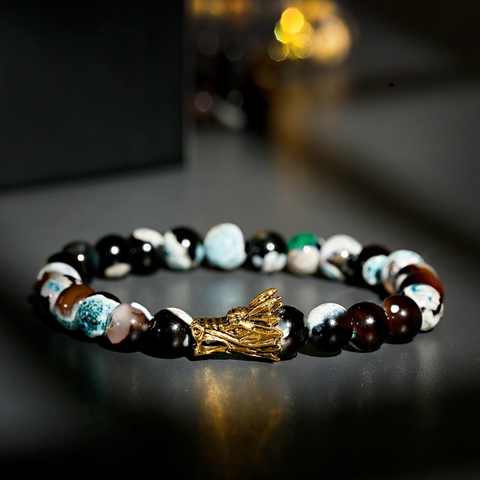 Bracelet en pierre Tourmaline naturelle pour hommes et femmes, bijoux de Dragon à la mode, collection 2022 ► Photo 1/6