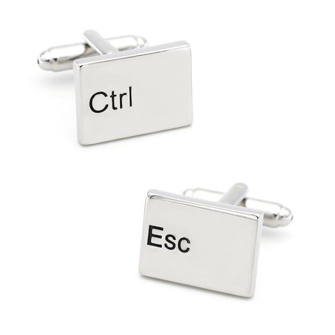 Boutons de manchette clavier Esc & Ctrl Design informatique pour hommes qualité cuivre matériel argent couleur boutons de manchette vente en gros et au détail ► Photo 1/5