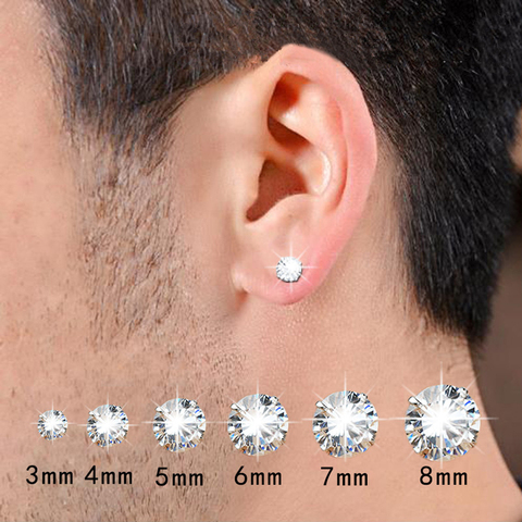 Boucles d'oreilles classiques en acier inoxydable, 1 paire, Piercing d'oreille en Zircon, bijoux en acier chirurgical pour hommes, femmes et filles ► Photo 1/6