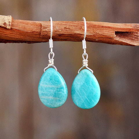 Boucles d'oreilles uniques en Amazonite à facettes, élégantes bijoux en pierres précieuses, cadeaux, livraison directe ► Photo 1/6