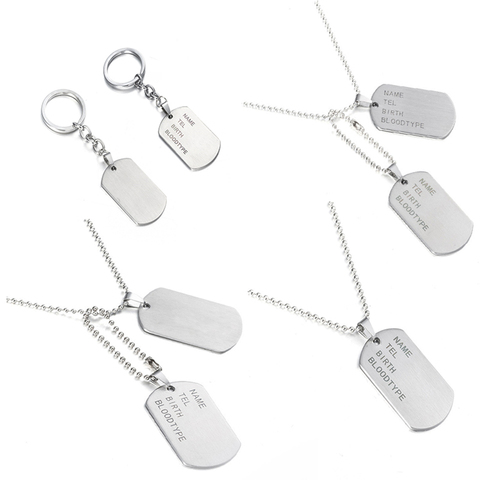 Collier et pendentifs militaires en acier inoxydable pour hommes, gravure tactique, cartes d'identité, nom, pendentif, porte-clés de mode, bijoux ► Photo 1/6