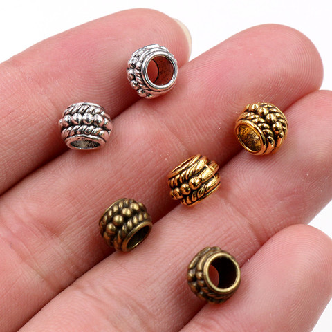 8x6mm 30 pièces trou taille 3.7mm Antique or Bronze argent plaqué boule à la main breloques pendentif fabrication de bijoux pour Bracelet collier ► Photo 1/5