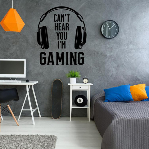 Jeu vidéo citations décor ne peut pas vous entendre je suis jeu Gamer vie vinyle autocollant garçon chambre décoration papier peint 2259 ► Photo 1/5