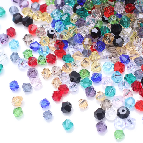 Bicone en verre de qualité supérieure, 2mm de verre, 380 pièces/lot, breloques en cristal à facettes, rideaux, perles, espaceurs de bricolage pour Bracelets et cadeaux de bijoux ► Photo 1/6