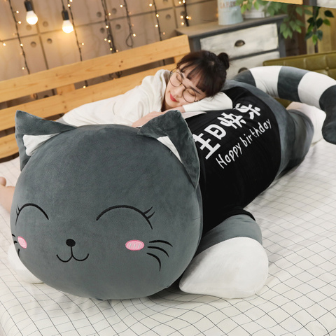 Peluche chat mignon de grande taille, 110cm, peluche Animal de dessin animé, poupée pour canapé-lit, coussin d'anniversaire pour fille ► Photo 1/6