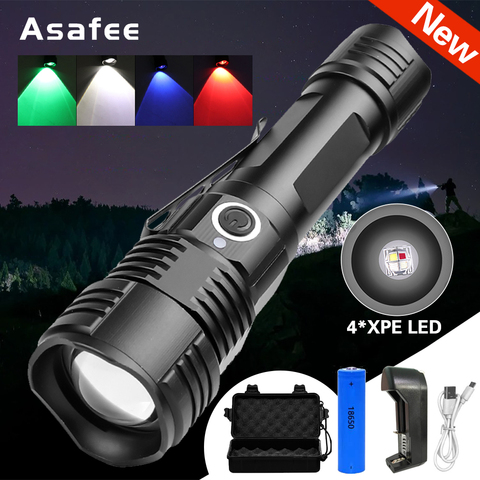 Lampe torche tactique multifonctionnelle de chasse, 4 couleurs, Zoom USB rechargeable, 4 Modes, Zoom, stylo clip ► Photo 1/6
