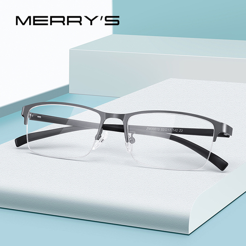 MERRYS DESIGN – monture de lunettes en alliage de titane pour hommes, jambes TR90, d'affaires, myopie sur Prescription, demi-monture optique S2213 ► Photo 1/6