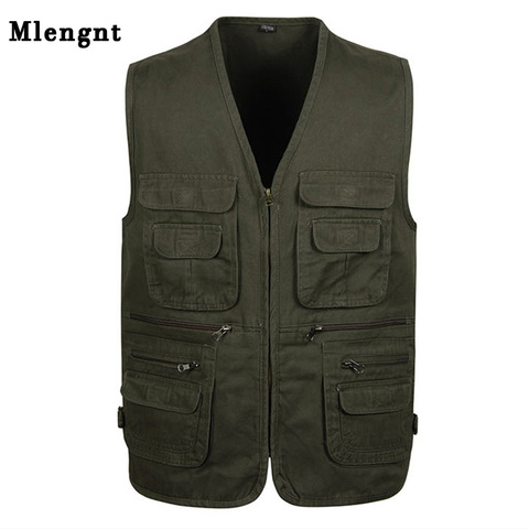 Gilet en tissu de coton avec de nombreuses poches pour homme, gilet sans manches de 6 couleurs, outil décontracté, printemps-été, 5XL ► Photo 1/6