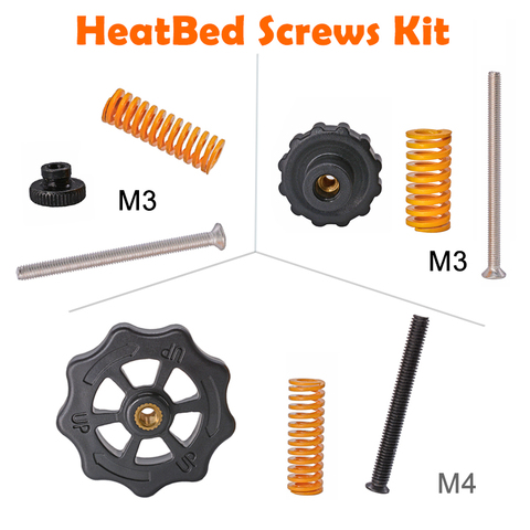 4 pièces M3/M4 lit chauffant nivellement ressort bouton pièces imprimantes 3D plate-forme d'impression vis écrous accessoires d'étalonnage ► Photo 1/6
