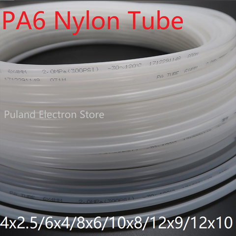 Tube Nylon haute pression PA6 diamètre 2.5 4 6 8 9 10 12 mm compresseur d'air pneumatique tuyau d'huile Polyamide rigide lisse noir clair ► Photo 1/6