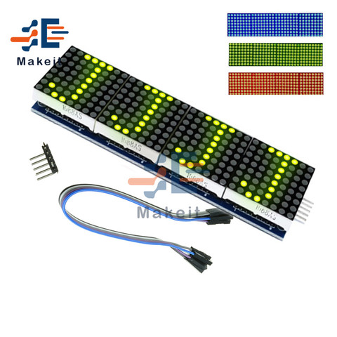 MAX7219 LED microcontrôleur 4 en 1 affichage avec 5P ligne matrice de points Module 5V tension de fonctionnement pour Arduino 8x8 matrice de points commune ► Photo 1/6