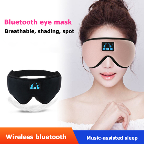 Masque de sommeil 3D sans fil Bluetooth V5.0, écouteurs stéréo, pour appels musicaux, oreillettes, repose-nuit, ombre oculaire ► Photo 1/6