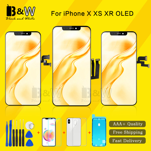 Affichage pour iPhone X XR XS Max OLED/TFT lentille de remplacement d'écran avec grand numériseur tactile 3D pas de point mort livraison gratuite ► Photo 1/6