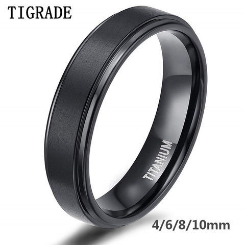 Tigrade-bague en titane noir pour hommes, bague de fiançailles de mariage, bague unisexe 4/6/8/10mm, Cool et sombre, taille 4 à 15 ► Photo 1/6