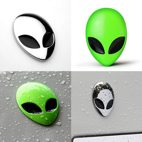 Autocollant 3D Alien Metal UFO pour moto, 2 pièces, haute qualité, personnalité, Badge de style de voiture, accessoires ► Photo 1/3