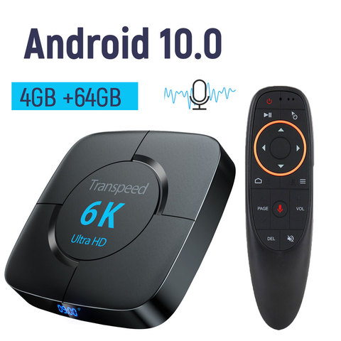 Android 10.0 TV boîte 6K Youtube Google Assistant 3D vidéo TV récepteur Wifi Bluetooth TV boîte jouer magasin décodeur ► Photo 1/6