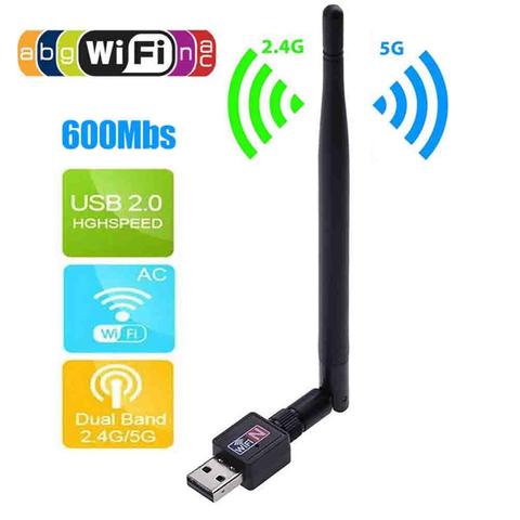Adaptateur WiFi sans fil USB 600Mbps, Dongle de carte réseau LAN avec antenne ► Photo 1/6