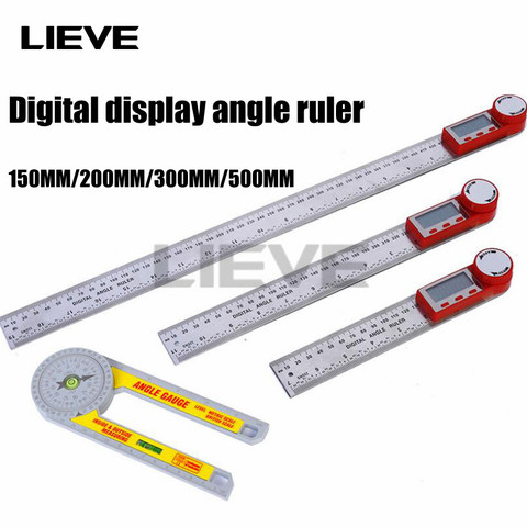 300MM/500MM règle d'angle rapporteur numérique 200mm 8 pouces Angle Finder mètre acier inoxydable 360 degrés goniomètre inclinomètre ► Photo 1/6