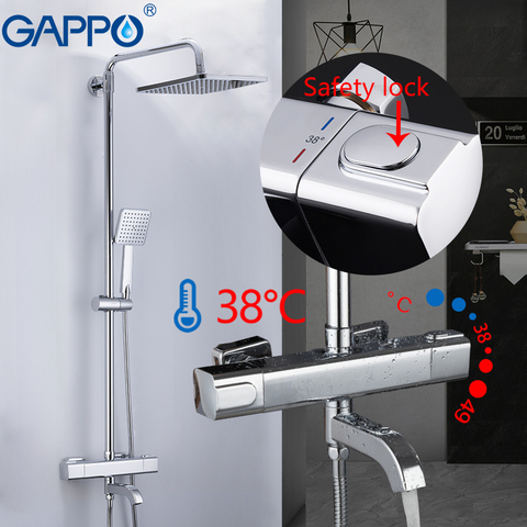 GAPPO système de douche robinets mitigeur thermostatique, mitigeur d'eau de douche, pluie, salle de bains, robinets de baignoire muraux ► Photo 1/6