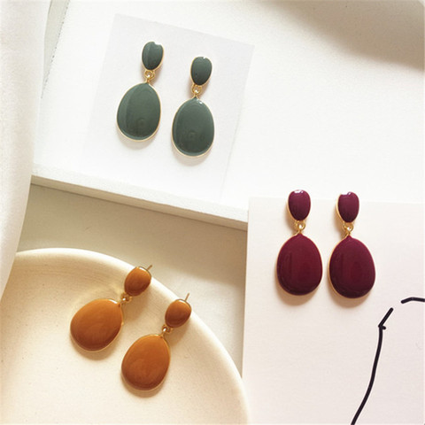 Boucles d'oreilles à motif géométrique en métal, boucles d'oreilles classiques pour femmes, clous d'oreilles classiques, or, rouge, mode ► Photo 1/6