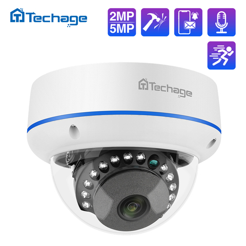 Techage 1080 P Full HD CCTV 48 V POE IP Anti-Vandalisme Caméra Anti-Vandalisme Intérieur Extérieur P2P Onvif Sécurité Surveillance Caméra Dôme ► Photo 1/6