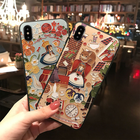 Pays des merveilles En Relief pour iPhone XS MAX XR X 8 7 6 Plus D'ours De Bande Dessinée TPU Couverture Arrière Souple pour iPhone 11 Pro Max ► Photo 1/3