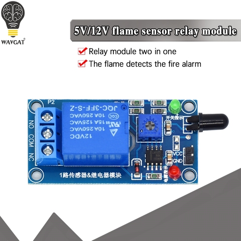 Capteur de détection de flamme infrarouge IR 1 canal 5V 12V, Module de relais de capteur d'alarme incendie pour Arduino ► Photo 1/6