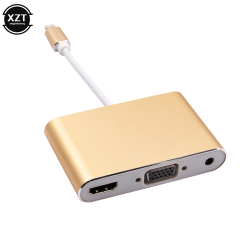 Convertisseur Audio-vidéo numérique HDTV 4 en 1, adaptateur VGA AV Compatible avec HDMI, pour I Phone Xs X XR 8 7 à TV, câble USB ► Photo 1/6