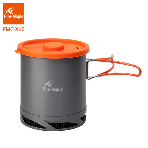 Pot d'échangeur de chaleur de FMC-XK6 d'érable de feu 1L casseroles pliables avec la batterie de cuisine extérieure de Camping de sac de maille ► Photo 1/6