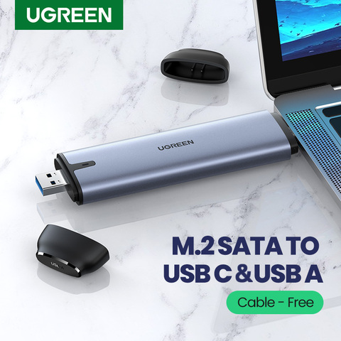 UGREEN-adaptateur 2-en-1, convertisseur SATA, 6Gbps, clé B vers USB boîtier SSD, USB C, 3.1, 3.0, convertisseur gratuit, pour M.2 NGFF SSD, boîtier de disque dur ► Photo 1/6