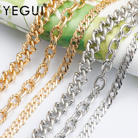 YEGUI – chaîne de bricolage C150, breloques en métal cuivré plaqué rhodium or 18k 0.3 microns, pour la fabrication de colliers et de bracelets, 1 m/lot ► Photo 1/6