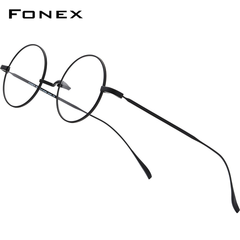 FONEX titane lunettes cadre hommes ultraléger rond myopie optique Prescription lunettes cadres femmes Vintage lunettes 9120 ► Photo 1/6