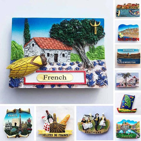 French Paris fridge magnets Martinique Provence Blue Coast Menton Bordeaux Alps Bretagne Tourist Souvenirs refrigerator stickers ► Photo 1/6