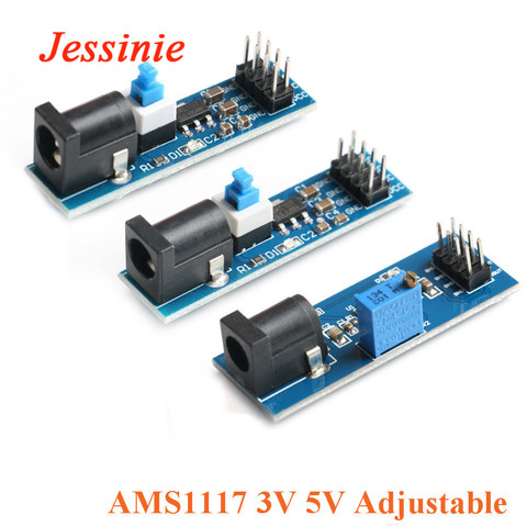 Module abaisseur réglable ADJ AMS1117, régulateur de tension, alimentation électrique avec interrupteur DC Jack 3V 5V ► Photo 1/6