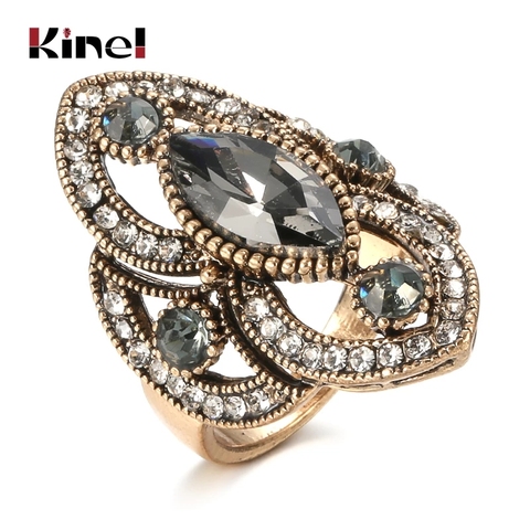 Kinel-bague en cristal gris pour femmes, accessoires de fête, bijoux de mariage Vintage, couleur or, cadeaux de luxe, nouveauté 2022 ► Photo 1/6