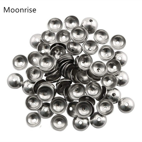 Bouchons ronds en acier inoxydable lisses, 4, 5, 6, 8, 10mm, pour la fabrication de bijoux, le lot de 50 pièces ► Photo 1/3