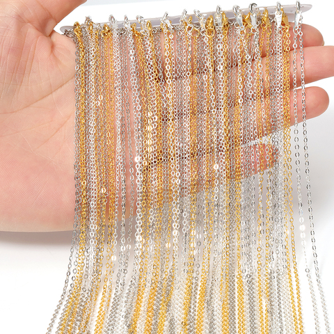 12pcs Collier Lien chaîne 40cm Longueur Fermoir métal fin Curb chaîne de bricolage Accessoires pour Artisanat Bijoux Faire en gros ► Photo 1/6