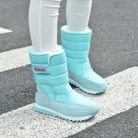 Hiver chaud épais dames bottes courtes antidérapant imperméable à l'eau neige coton fond plat plus velours coton chaussures tube femme bottes de neige ► Photo 1/6