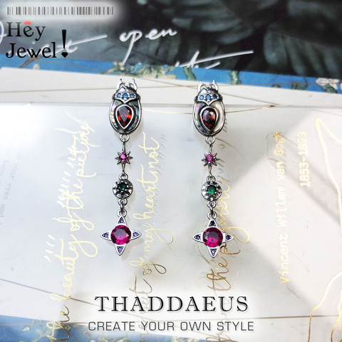 Scarabée boucles d'oreilles goutte, magique et ludique coloré bijoux chanceux pour les femmes, 2022 été marque en argent Sterling 925 cadeau Vintage ► Photo 1/6